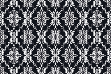 Wall Mural - Damask geometric pattern, Ethnic ikat seamless pattern, African style, Abstract vector, Chevron embroidery, Paisley embroidery, Navajo pattern, Aztec and tribal motifs, Vector hand drawn style.