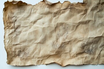 Wall Mural - Interesting texture of old paper, darkened by time and dirty, on a white background. Unique vintage texture of old paper about 60-70 years old, ai