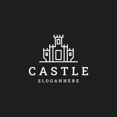 Wall Mural - Illustration of castle logo design on black background