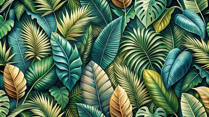 Tropical leaves wallpaper design for a vibrant and exotic room decor