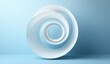 © dheograft - 3d render of white abstract shape on blue background, spiral with paper elements