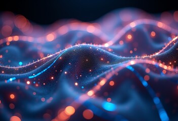 Poster - Abstract Art: Woven Silk and Fiber Optics, Glowing Texture