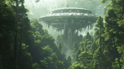 Poster - UFO Over The Forest