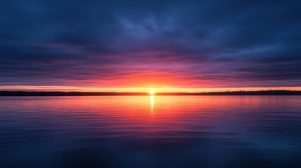 Wall Mural - A beautiful sunset over a calm lake