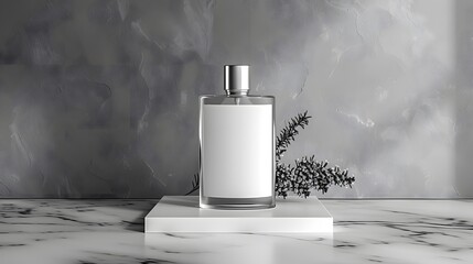 4. a minimalist image with a white background featuring a single men's aftershave bottle in the cent