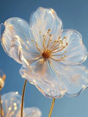 Wall Mural - Translucent Glass Flower with Golden Stem