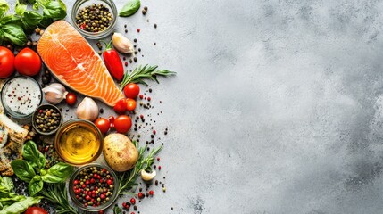 Fresh Salad Ingredients on White Background