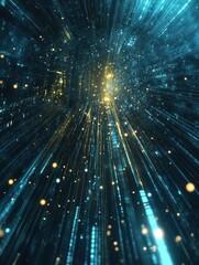 Poster - Abstract Blue and Gold Light Streaks