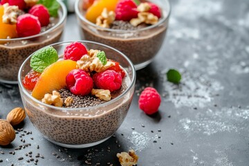 Canvas Print - Chia Pudding, A mixture of chia seeds and milk (or a dairy-free alternative) left to thicken overnight