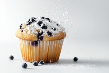 Canvas Print - Muffin, A quick bread often sweetened with ingredients like blueberries, bananas, or chocolate chips, and enjoyed plain or toasted with butter. Isolated on White Background