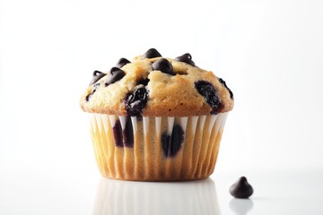 Canvas Print - Muffin, A quick bread often sweetened with ingredients like blueberries, bananas, or chocolate chips, and enjoyed plain or toasted with butter. Isolated on White Background