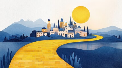 Yellow Brick Road to Fantasy Town Illustration