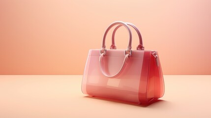 Poster - A pink handbag sits on a pink surface, with a pink background behind it.