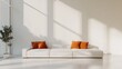 © matoya - Minimalist Living Room with White Sofa and Orange Pillows