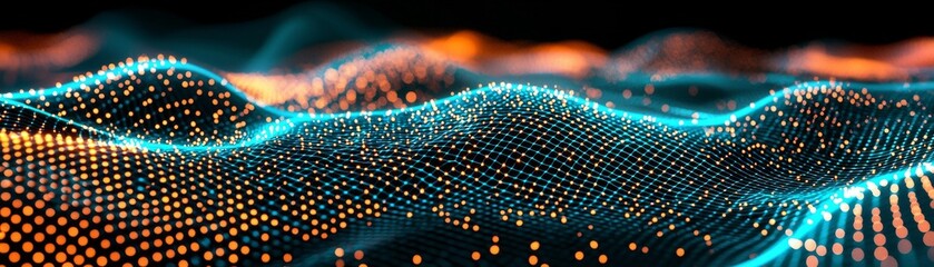 Poster - futuristic technology mesh with particles an abstract background depicting a network of lines and pa
