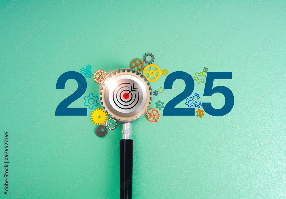 Happy 2025 new year with business goal and success, work flow and ...