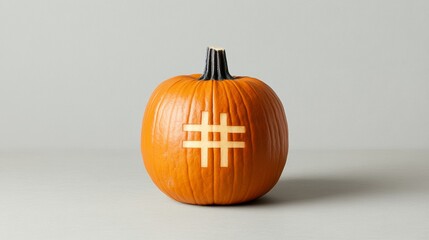Aufkleber - Minimalist Halloween Pumpkin Carved with Hashtag Symbol for Modern Autumn Decor