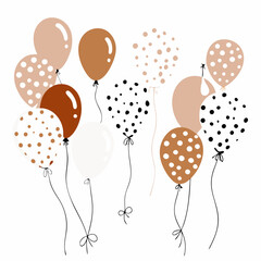 Colorful illustration of balloons with polka dots on a white background