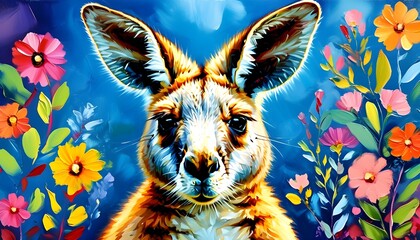 Vibrant and Colorful Kangaroo Artwork