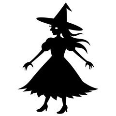 Halloween witch silhouette vector illustration culture