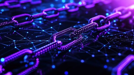 Glowing Purple Chain on Abstract Network Background