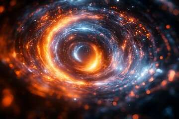 Wall Mural - A swirling cosmic vortex with glowing particles and colors.