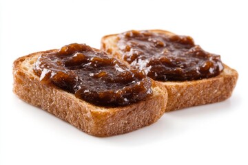 vegemite on toast, a savory spread made from yeast extract, isolated on white background