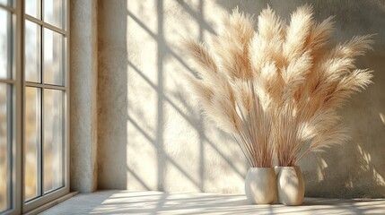 Poster - Pampas Grass in a Minimalist Interior