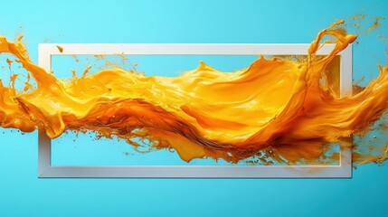 Canvas Print - Yellow Liquid Splashing Through a Frame