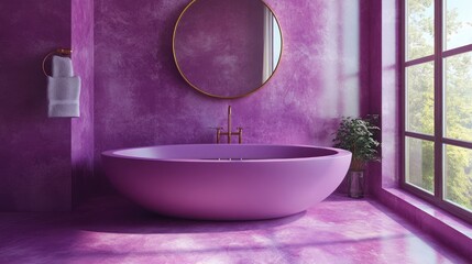 Wall Mural - Purple Bathroom Interior Design