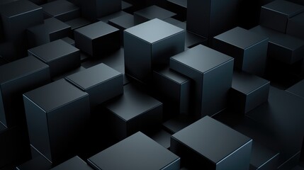 Poster - Abstract background of black cubes in a chaotic arrangement, creating a 3D effect.