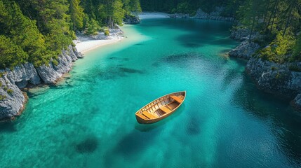 Canvas Print - Solitude on the Turquoise Lake