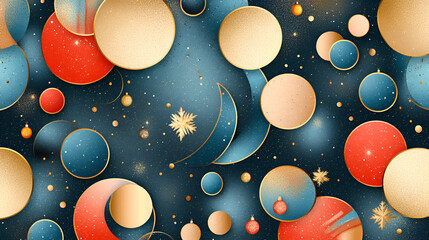 Seamless abstract modern geometric circle line pattern for elegant golden christmas background