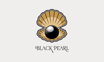 Elegant black pearl in an open seashell vector design