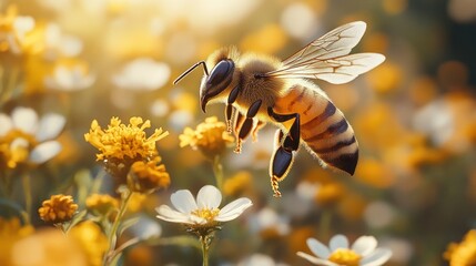 Wall Mural - Honeybee in Flight