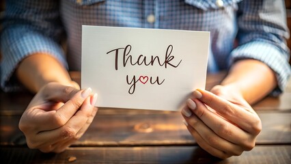 A close-up of hands holding a stylish thank you card, perfect for expressing gratitude on any occasion.