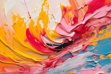 Abstract colorful paint swirls creating a vibrant artistic composition.