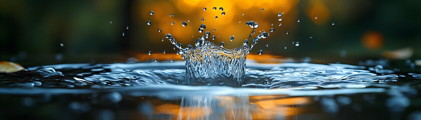 Wall Mural - Realistic Water Splash with Ripples and Droplets