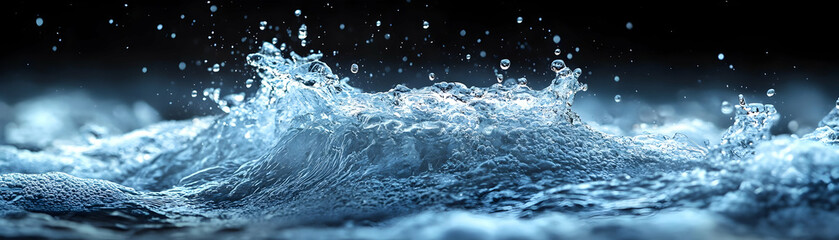 Wall Mural - Realistic Photo of Water Splashing with Dark Background