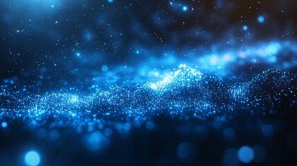 Wall Mural - abstract blue glitter background with bokeh lights