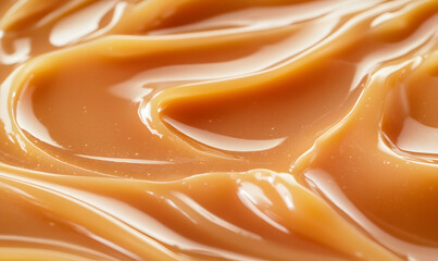 Wall Mural - Close-up of smooth caramel sauce, delicious and decadent.