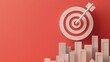 © Suryani - Red bullseye target with arrow over a cityscape. Concept of goal setting, precision, and success.