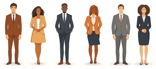 Diverse Business Team Standing in Professional Attire