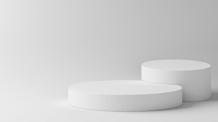 Poster - Minimalist white podium display set against a clean, gray background. Perfect for product promotion, branding, and design showcases.