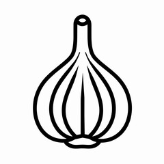 A minimalist representation of a garlic bulb, featuring clean lines and an elegant form, suitable for culinary visual projects or decorative elements