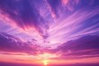 © Dzikrul Husnani - sunset cloudscape Panoramic with rich purple and pink tones blending into orange at horizon, tranquil evening sky view, natural dusk setting, soft wispy cloud formation, twilight backdrop, ai