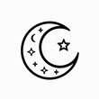 © keystoker - A minimalist design of a crescent moon accompanied by a star, showcasing various smaller stars, perfect for decorative or illustrative purposes
