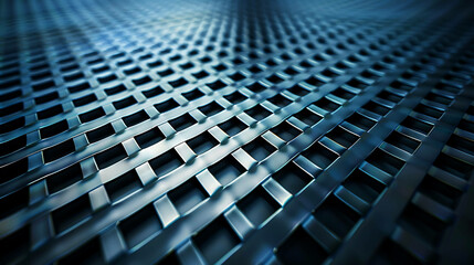 Abstract blue grid pattern, metal texture.