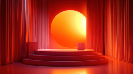 Wall Mural - Red Stage with Sun.