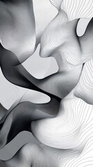 Poster - Intricate abstract design featuring flowing shapes and lines in black and white, ideal for modern art themes and creative projects.